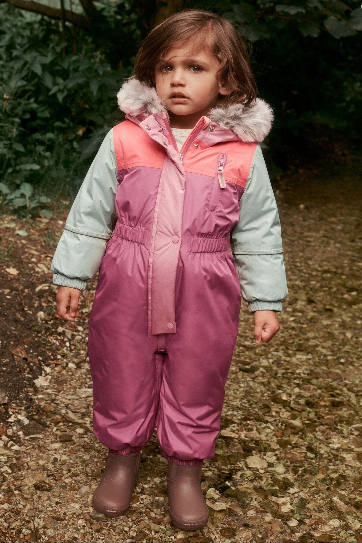 Next Baby Pembe Su Geçirmez Renkli Kar Tulumu