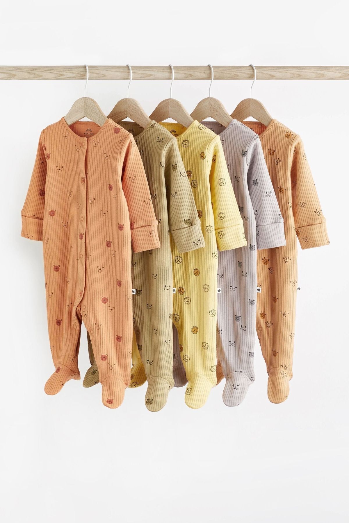 Next Baby % 100 Pamuklu Turuncu Baskılı 5’li Tulum Set