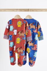 Next Baby % 100 Pamuklu Kırmızı Mavi Hayvan Karakterli 2’li Tulum Set