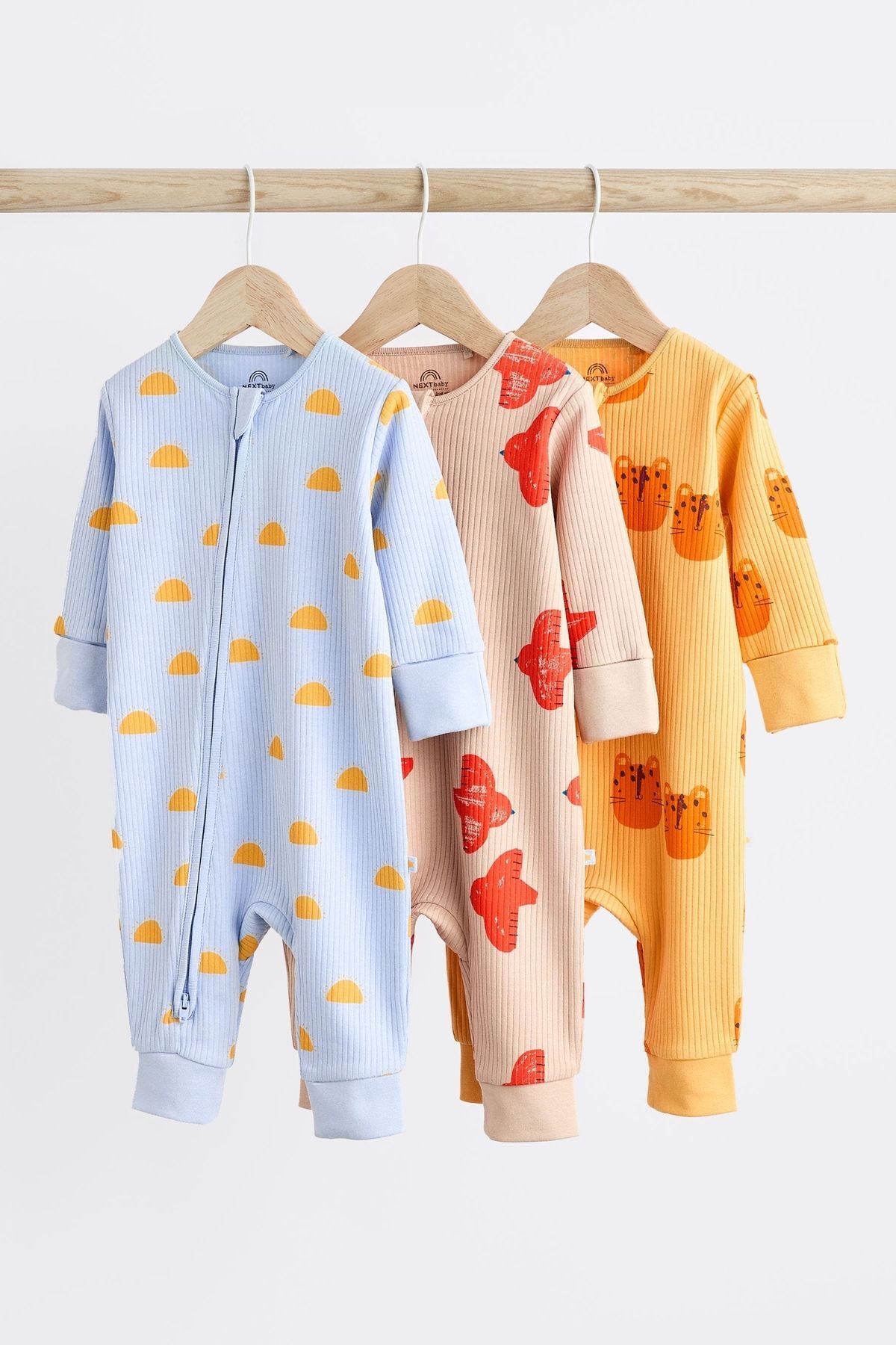 Next Baby % 100 Pamuklu Güneş Desenli 3’lü Tulum Set