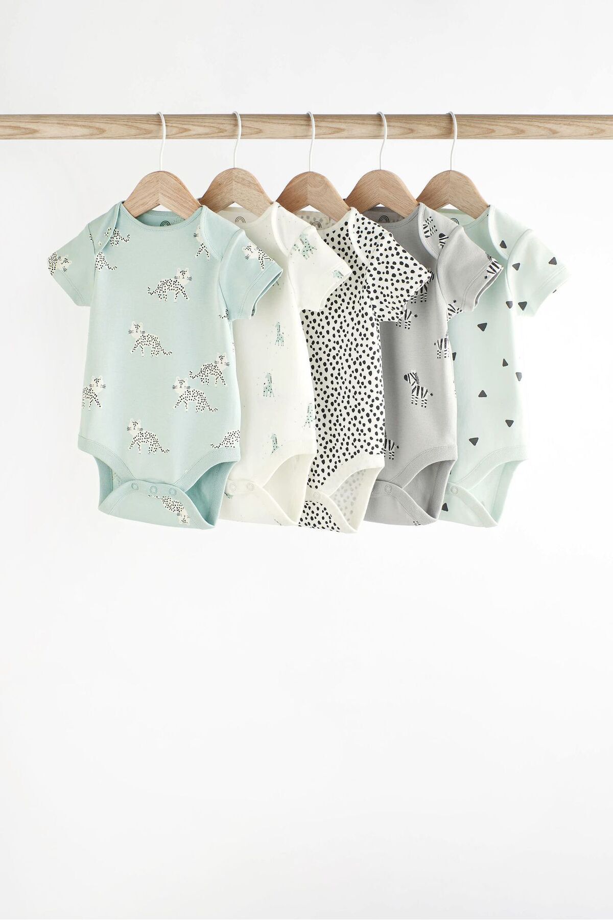 Next Baby % 100 Pamuklu Monochrome Kısa Kollu 5'li Body Zıbın Set