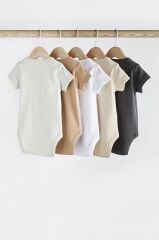 % 100 Pamuklu Natural Kısa Kollu 5'li Body Zıbın Set
