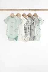 % 100 Pamuklu Monochrome Kısa Kollu 5'li Body Zıbın Set