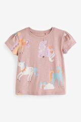 Next Baby % 100 Pamuklu Pembe Unicorn Desenli Kısa Kollu 4’lü Thsirt Set
