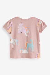 Next Baby % 100 Pamuklu Pembe Unicorn Desenli Kısa Kollu 4’lü Thsirt Set