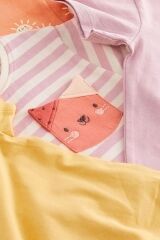 Next Baby % 100 Pamuklu Pembe Ayı Desenli Kısa Kollu 4’lü Thsirt Set
