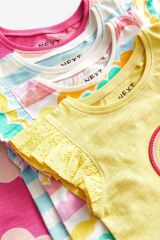 Next Baby % 100 Pamuklu Sarı Gökkuşağı Desenli Kısa Kollu 4’lü Body Thsirt