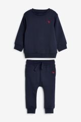Next Baby Baby % 100 Pamuklu Lacivert Sweatshirt Jogger Alt Üst Takım