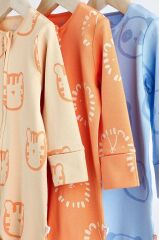 % 100 Pamuklu Turuncu Kaplan Desenli 3'lü Uyku Tulumu ALY00414