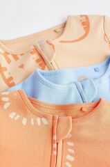 % 100 Pamuklu Turuncu Kaplan Desenli 3'lü Uyku Tulumu ALY00414