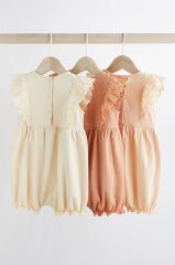 % 100 Pamuklu Pink Cream Broderie 3’lü Romper Set