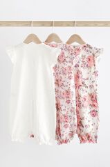 % 100 Pamuklu Pink Cream Broderie 3’lü Romper Set