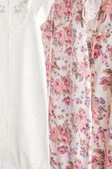 % 100 Pamuklu Pink Cream Broderie 3’lü Romper Set