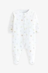 % 100 Pamuklu Beyaz Hayvan Desenli 3’lü Tulum Set