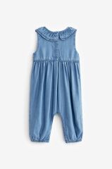 Next Baby Mavi Denim Bebe Fırfır Yaka Romper