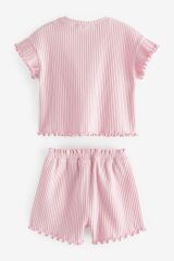 Next Baby Pamuklu Pembe Ribanalı Şortlu Alt Üst Takım