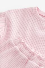 Next Baby Pamuklu Pembe Ribanalı Şortlu Alt Üst Takım