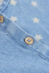Next Baby % 100 Pamuklu Mavi Yıldız Desenli Denim Bebek Elbisesi