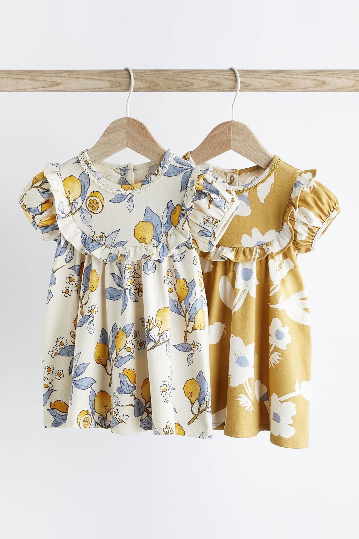 Next Baby % 100 Pamuklu Limon Desenli Çiçekli 2’li Elbise
