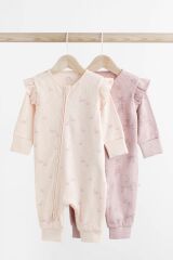 Next Baby % 100 Pamuklu Pembe Balerin Detaylı 2’li Tulum Set