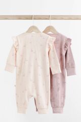 Next Baby % 100 Pamuklu Pembe Balerin Detaylı 2’li Tulum Set