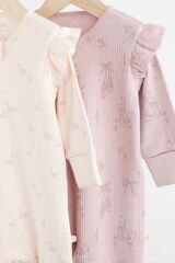 Next Baby % 100 Pamuklu Pembe Balerin Detaylı 2’li Tulum Set