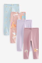 Next Baby Pamuklu Leylak Mor Unicorn Desenli 4’lü Tayt Set