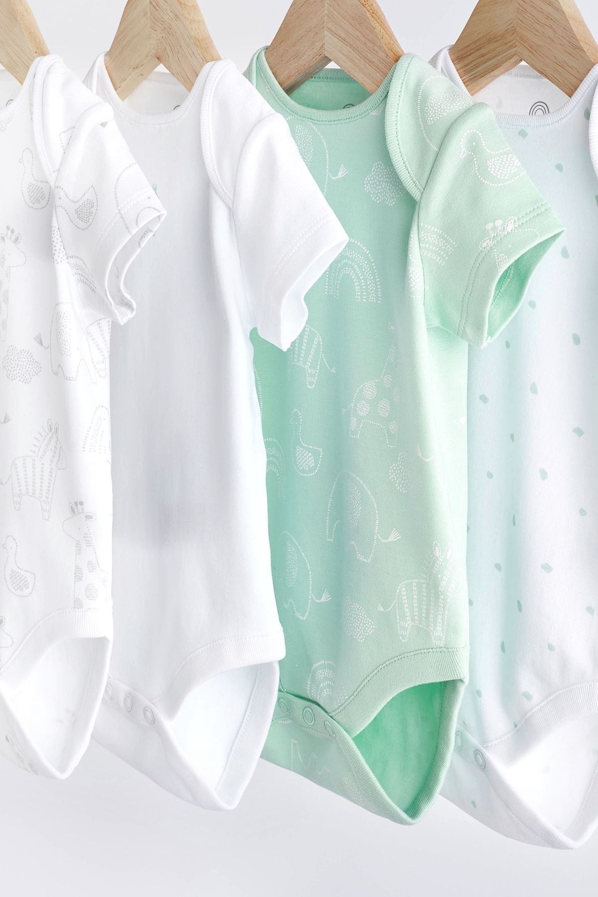 Next Baby % 100 Pamuklu Adaçayı Yeşili Kısa Kollu 4’lü Body Zıbın Set