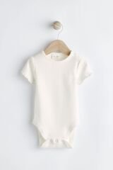 Next Baby % 100 Pamuklu Krem Mavi Ditsy Çiçek Desenli Fiyonklu Kısa Kollu Salopet Body Zıbın Set