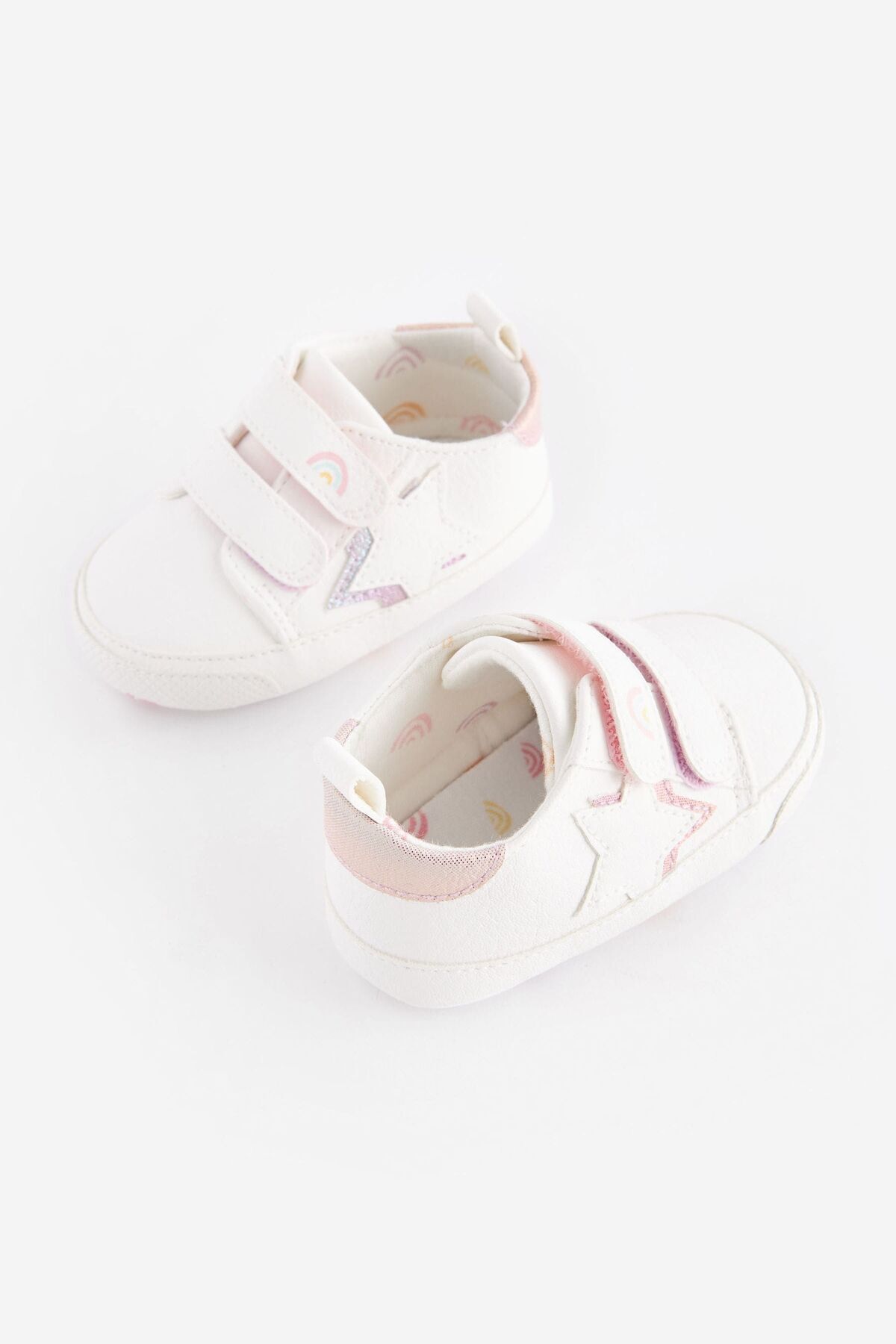 Next Baby Beyaz Pembe Yıldız Desenli Yumuşak Taban Bebek Spor Ayakkabı
