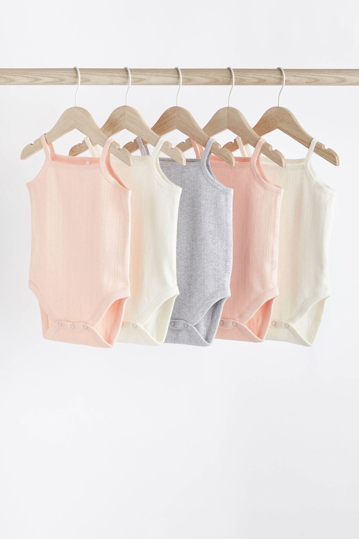 Next Baby % 100 Pamuklu Soft Pembe İp Askılı  Atlet Body Zıbın 5’li Set
