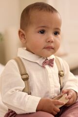 Next Baby % 100 Pamuklu Gül Kurusu Smart Gömlek Pantolon Askı Papyon Set