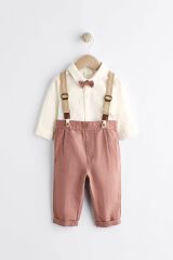 Next Baby % 100 Pamuklu Gül Kurusu Smart Gömlek Pantolon Askı Papyon Set