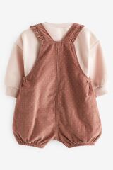 Next Baby Pamuklu Kahverengi Desenli Salopet Sweathsirt Çorap 3’lü Set