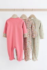 Next Baby % 100 Pamuklu Pembe Uğur Böceği Desenli 3’lü Tulum Set