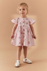Next Baby % 100 Pamuklu Pembe Çilek Desenli Elbise