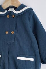 Next Baby % 100 Pamuklu Lacivert Denizci Romper Çorap Set