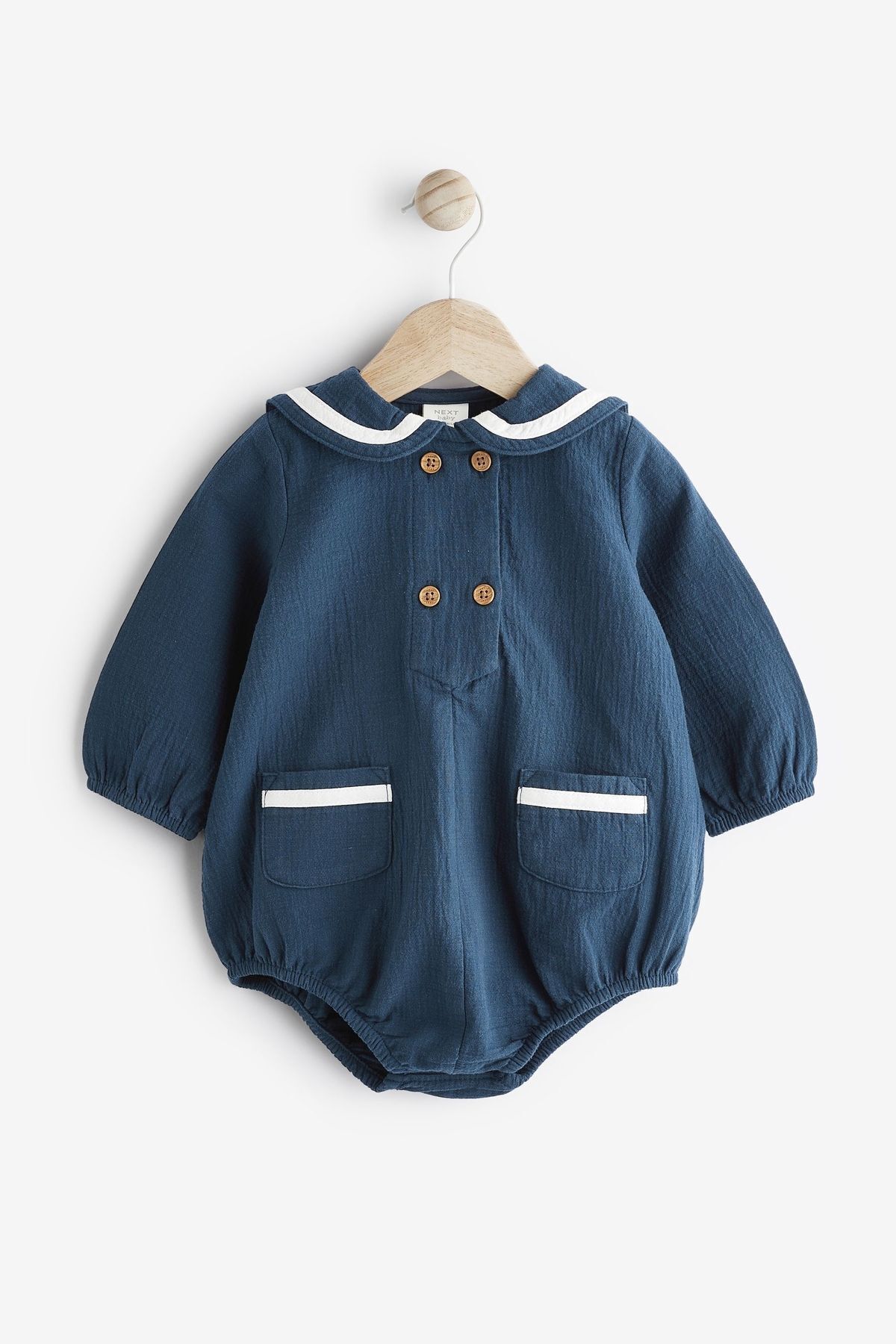 Next Baby % 100 Pamuklu Lacivert Denizci Romper Çorap Set
