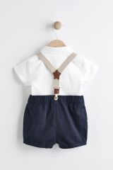 Next Baby % 100 Pamuklu Lacivert Smart Gömlek Papyon Askı Şort 4’lü Set