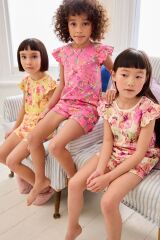 Next Baby % 100 Pamuklu Pembe Çiçekli Şortlu 3’lü Alt Üst Takım
