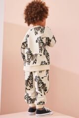 Next Baby Pamuklu Ekru Zebra Desenli Uzun Kollu Alt Üst Takım