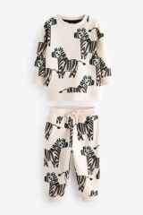 Next Baby Pamuklu Ekru Zebra Desenli Uzun Kollu Alt Üst Takım