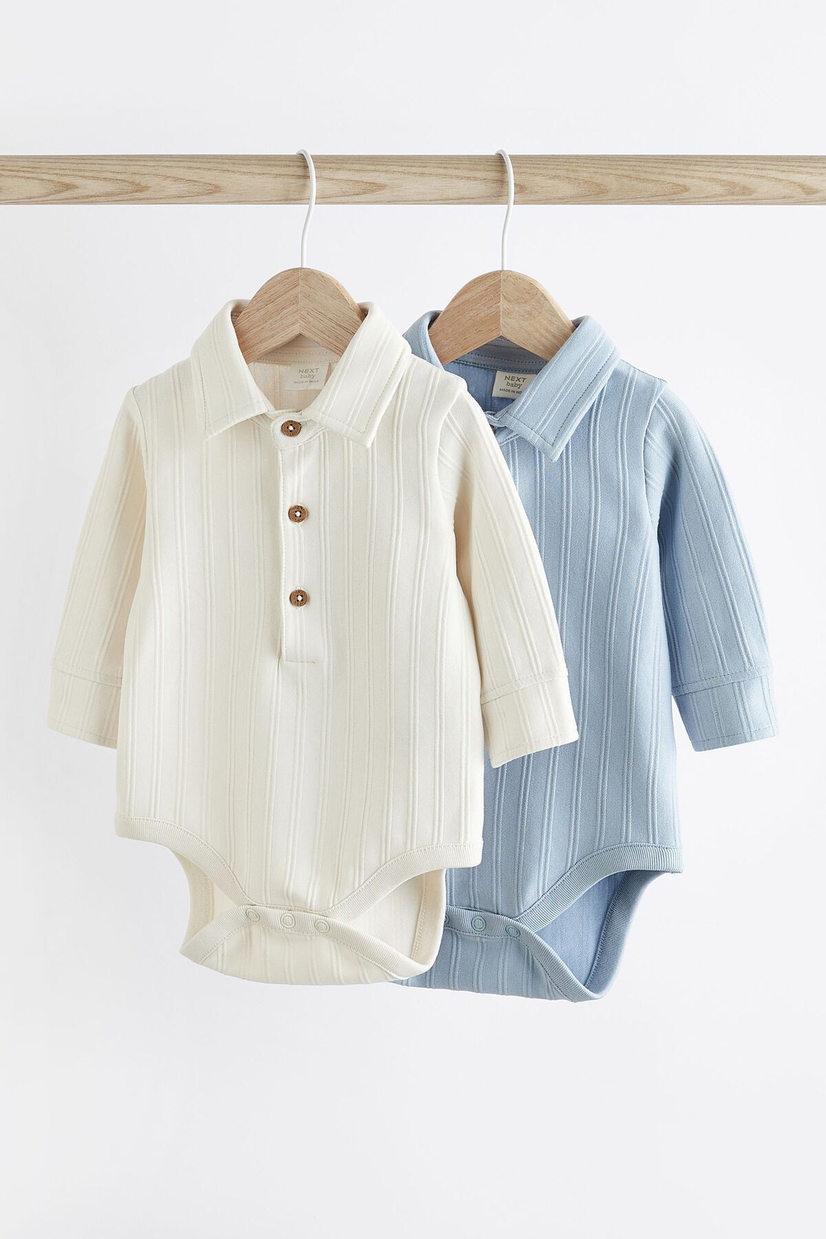 Next Baby % 100 Pamuklu Mavi Beyaz Polo Yaka 2’li Body Zıbın