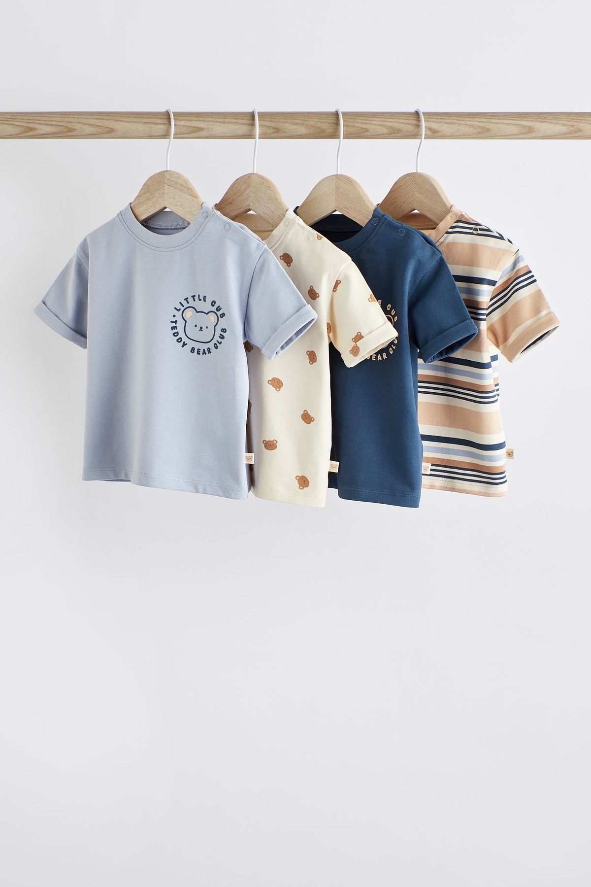 Next Baby Pamuklu Lacivert Ayı Desenli Kısa Kollu 4’lü Tshirt Set