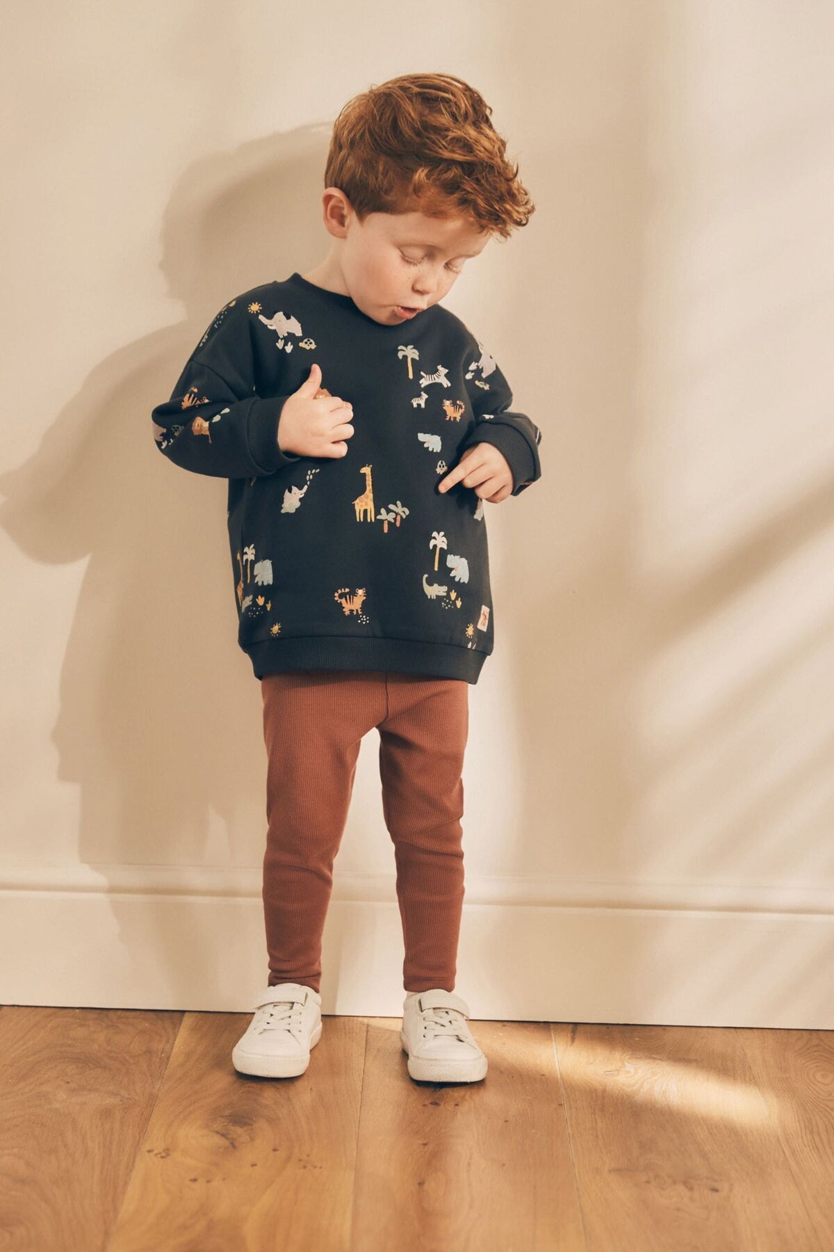 Next Baby Pamuklu Black Brown Safari Swearshirt Alt Üst Takım