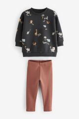 Next Baby Pamuklu Black Brown Safari Swearshirt Alt Üst Takım