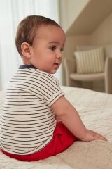 Next Baby % 100 Pamuklu Kırmızı Mavi Denizcilik Kısa Kollu Şortlu Alt Üst Takım