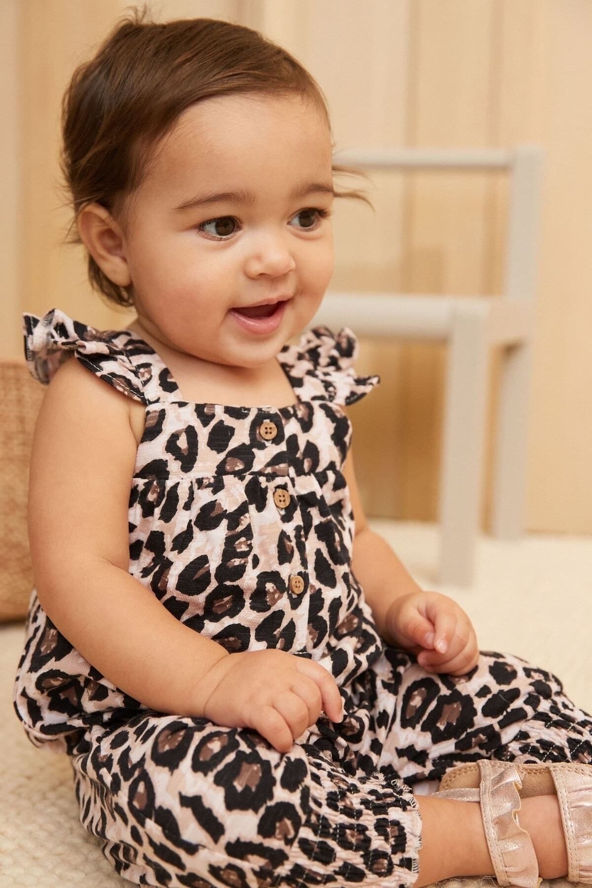 Next Baby % 100 Pamuklu Leopar Romper