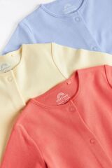 Next Baby Pamuklu Mavi Sarı Kırmızı 3’lü Tulum Set Unisex