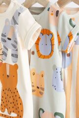 Next Baby % 100 Pamuklu Krem Hayvan Desenli 3’lü Romper Set
